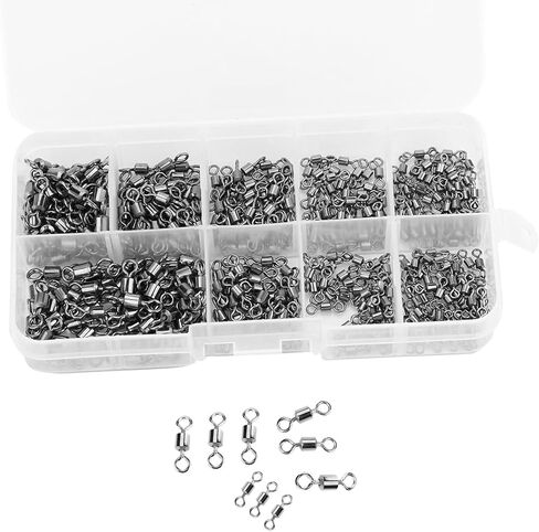 Ball Bearing Swivels Connector, High-Strength Stainless Steel 8-Shaped Solid Welded Rings Swivels with Fishing Tackle Box for Saltwater Freshwater Fishing in Saudi Arabia