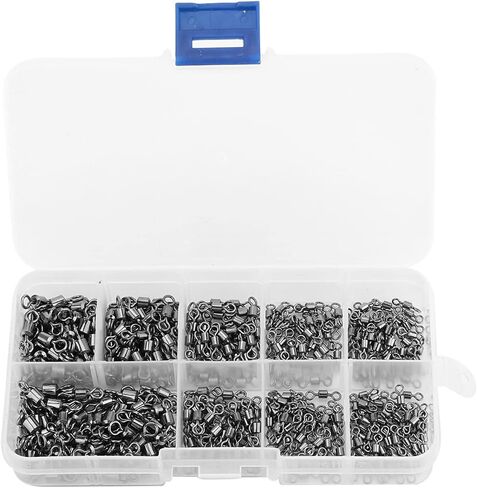 Ball Bearing Swivels Connector, High-Strength Stainless Steel 8-Shaped Solid Welded Rings Swivels with Fishing Tackle Box for Saltwater Freshwater Fishing in Saudi Arabia
