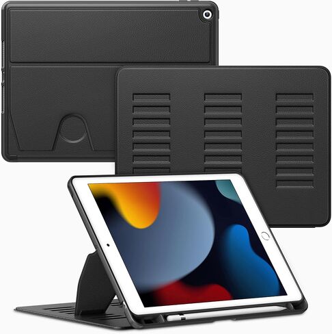 VIKESI Case for iPad 9th / 8th / 7th Generation 10.2 inch (2021/2020/2019 Released),Multiple Angles Magnetic Stand Cover,Shockproof Back,Pencil Holder,and Auto Sleep/Wake,Black in Kuwait