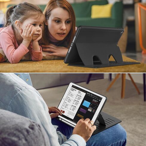 VIKESI Case for iPad 9th / 8th / 7th Generation 10.2 inch (2021/2020/2019 Released),Multiple Angles Magnetic Stand Cover,Shockproof Back,Pencil Holder,and Auto Sleep/Wake,Black in Kuwait