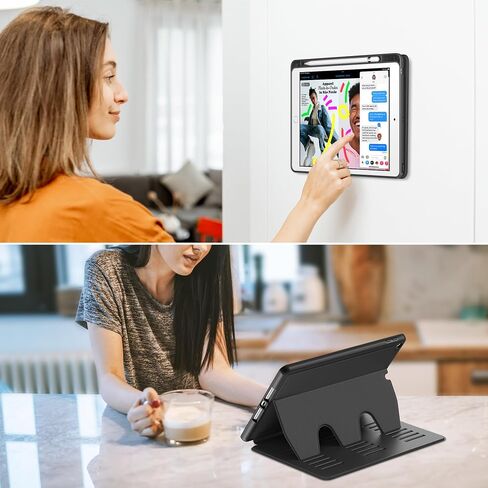 VIKESI Case for iPad 9th / 8th / 7th Generation 10.2 inch (2021/2020/2019 Released),Multiple Angles Magnetic Stand Cover,Shockproof Back,Pencil Holder,and Auto Sleep/Wake,Black in Kuwait