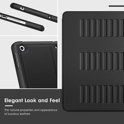 VIKESI Case for iPad 9th / 8th / 7th Generation 10.2 inch (2021/2020/2019 Released),Multiple Angles Magnetic Stand Cover,Shockproof Back,Pencil Holder,and Auto Sleep/Wake,Black in Kuwait