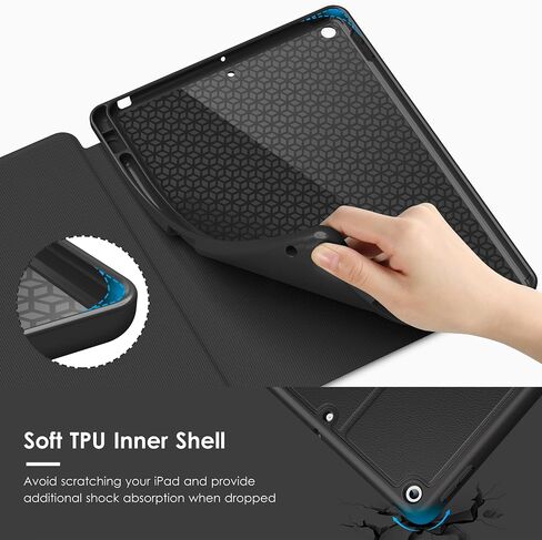 VIKESI Case for iPad 9th / 8th / 7th Generation 10.2 inch (2021/2020/2019 Released),Multiple Angles Magnetic Stand Cover,Shockproof Back,Pencil Holder,and Auto Sleep/Wake,Black in Kuwait