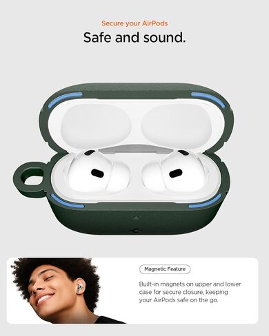 حافظة Spigen لـ AirPods Pro 3، حافظة متوافقة مع AirPods Pro الجيل الثالث (2025)، مغناطيس قفل آمن مدمج - أسود مطفي in Kuwait