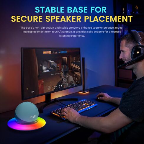 قاعدة مكبر صوت بإضاءة LED بلون الأحلام، حامل سطح المكتب، قاعدة مكبر صوت على شكل جسم غامض، متوافق مع Echo Dot (الجيل الخامس)، Echo Spot، HomePod mini، Echo Dot (الجيل الرابع)، Ehco Pop، ديكور رائع لسطح المكتب in Kuwait