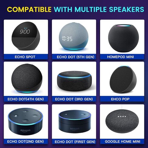 قاعدة مكبر صوت بإضاءة LED بلون الأحلام، حامل سطح المكتب، قاعدة مكبر صوت على شكل جسم غامض، متوافق مع Echo Dot (الجيل الخامس)، Echo Spot، HomePod mini، Echo Dot (الجيل الرابع)، Ehco Pop، ديكور رائع لسطح المكتب in Kuwait