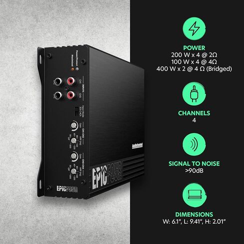 AudioControl EPICBIGFOUR Epic Series 1,400 Watt RMS Compact 4-Channel Car Audio Amplifier 350x4 @ 2 Ohms, Class D, High & Low Pass Filters, Smart Auto Protection, Epicenter Link in Saudi Arabia