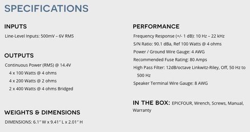 AudioControl EPICBIGFOUR Epic Series 1,400 Watt RMS Compact 4-Channel Car Audio Amplifier 350x4 @ 2 Ohms, Class D, High & Low Pass Filters, Smart Auto Protection, Epicenter Link in Saudi Arabia