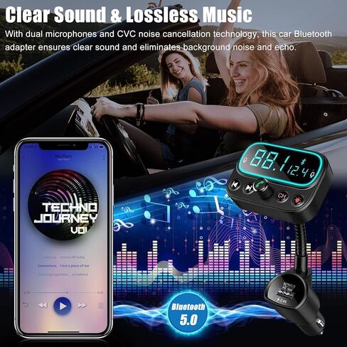 Bluetooth FM Transmitter 3 USB Ports Lossless Music Hands-Free Calling Wireless FM Transmitter in Saudi Arabia
