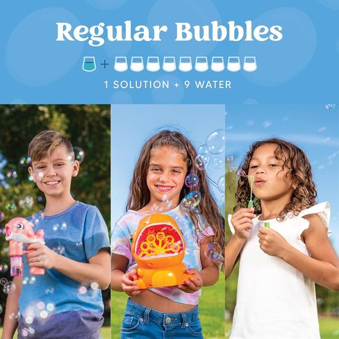 JOYIN 2 Bottles Bubbles Refill Solutions 64 oz (up to 5 Gallon), Concentrated Solution for Bubble Machine, Gun, Wand Refill Fluid Summer, Easter Toys(Orange+Blue) in Saudi Arabia
