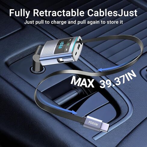 جهاز إرسال FM Deepfeel Bluetooth 5.3، شحن سريع [PD45W & QC3.0] ميكروفونات إرسال راديو FM، مفتاح الإضاءة، صوت HiFi Bass، شاشة LED للموسيقى اللاسلكية للاتصال بدون استخدام اليدين تدعم محرك USB/TF in Kuwait