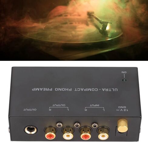 PP400 Phono Turntable Preamp، Phono Preamplifier القرص الدوار Preamp Phonograph Amp مع تعديل الكسب، محول طاقة 12 فولت لمشغل التسجيل والكمبيوتر (قابس الولايات المتحدة) in Saudi Arabia