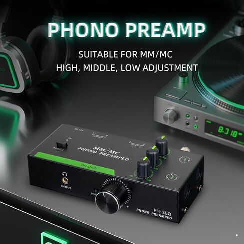 Eujgoov قرص دوار احترافي صغير Preamp Phono Preamp 10 هرتز-20 كيلو هرتز مم MC تبديل الوضع لمشغل التسجيل (قابس الولايات المتحدة) in Saudi Arabia