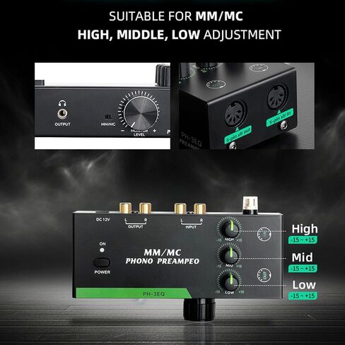 LiebeWH MM MC Phono Preamp Professional Stereo Phonograph Preamplifier with 5 Pin XLR Input Output Adjustable EQ for Turntable Record Player (US Plug) in Saudi Arabia