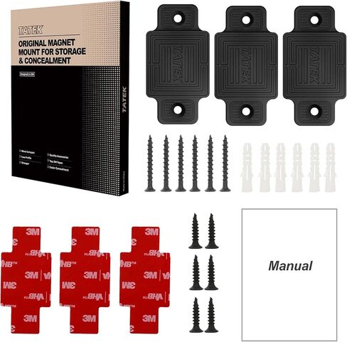 Magnetic Gun Mount for Vehicle 46 lbs Rated. Tactical Pistol Magnet Holder for Car, Truck, Home, Under Desk, Wall, Safe. Rubber Coated & Universal Accessories to Hide Handguns with Adhesive in Kuwait