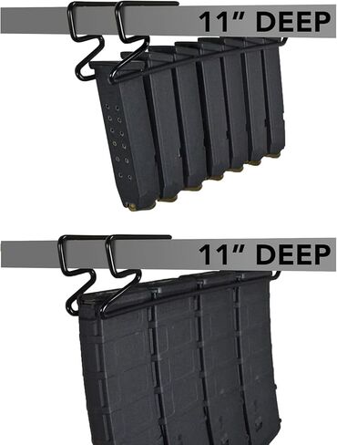 Magminder 11 and 17 Inch, Undershelf Magazine Rack - Stores AR, AK, PMAG, and Double Stack Magazines with baseplates - reimagine Your Gun Safe Products! in Kuwait