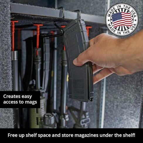 Magminder 11 and 17 Inch, Undershelf Magazine Rack - Stores AR, AK, PMAG, and Double Stack Magazines with baseplates - reimagine Your Gun Safe Products! in Kuwait