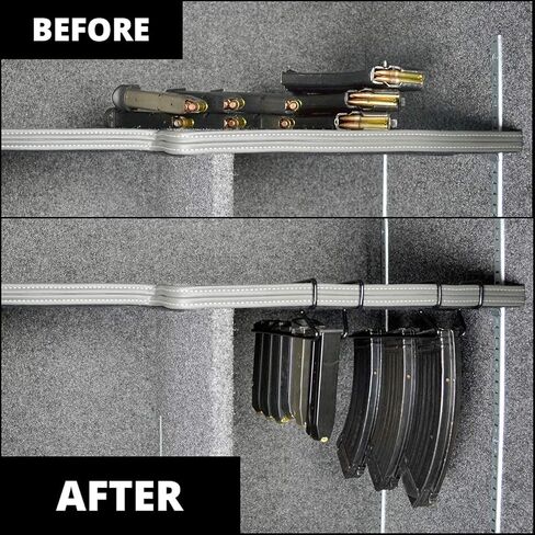 Magminder 11 and 17 Inch, Undershelf Magazine Rack - Stores AR, AK, PMAG, and Double Stack Magazines with baseplates - reimagine Your Gun Safe Products! in Kuwait