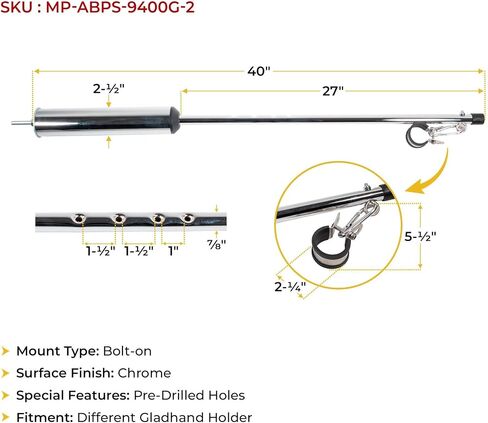 Mytee Products 40" Air and Electric - Pogo Stick - Flex Stick - Chrome, for Semi Truck Tractor Trailer in Kuwait