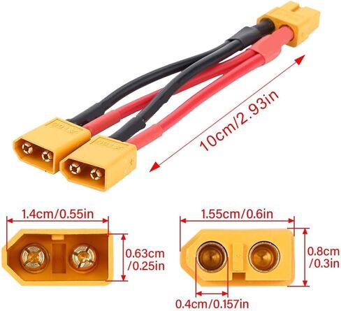 XT60 Male Female 3-Way Parallel Connector 14AWG High Current Silicone Wire Y Splitter(1 Female to 3 Male) in Saudi Arabia