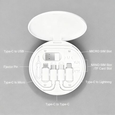 Multi USB Charging Adapter Cable Kit,USB C to iOS Device Adapter Box,Conversion Set A & Type C to Male Micro/Type C/iOS Device,Data Transfer,Card Storage,Tray Eject Pin,Pink in Saudi Arabia
