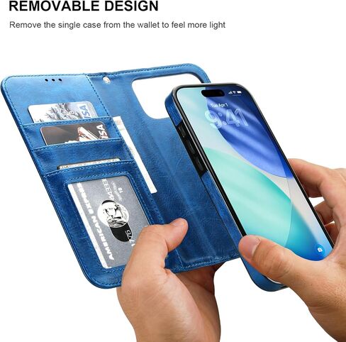 Bocasal Detachable Wallet Case for iPhone 17 Pro Max RFID Blocking Card Slots Holder Premium PU Leather Magnetic Kickstand Shockproof Wrist Strap Removable Flip Protective Cover 5G 6.9 inch (Brown) in Saudi Arabia