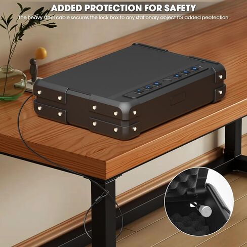 مسدس بيومتري عالي التحمل بوزن 14 رطل، آمن لـ 3-4 مسدسات، مسدس وصول سريع آمن مع منفذ USB-C ولوحة مفاتيح رقمية بإضاءة خلفية، مسدس محمول آمن مع وضع كتم الصوت للسيارة بجانب السرير المنزلي in Kuwait