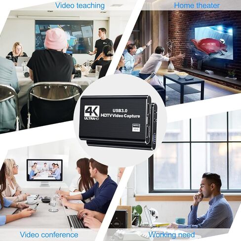 بطاقة التقاط فيديو سوداء بدقة 4K - تدعم إدخال HDMI بدقة 4K وتسجيل 1080P Full HD بمعدل 60 إطارًا في الثانية للعب والبث المباشر ومؤتمرات الفيديو (يتضمن كابل HDMI). in Kuwait