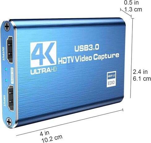 بطاقة التقاط فيديو سوداء بدقة 4K - تدعم إدخال HDMI بدقة 4K وتسجيل 1080P Full HD بمعدل 60 إطارًا في الثانية للعب والبث المباشر ومؤتمرات الفيديو (يتضمن كابل HDMI). in Kuwait