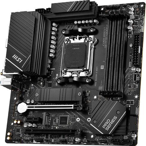MSI PRO B650M-A WiFi ProSeries Motherboard (AMD Ryzen 9000/8000/7000 Series Processors, AM5, DDR5, PCIe 4.0, M.2, SATA 6Gb/s, USB 3.2 Gen 2, HDMI/DP, Wi-Fi 6E, Bluetooth 5.3, 2.5Gbps LAN, mATX) in Kuwait