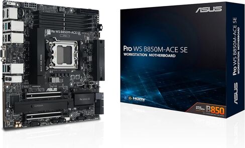 ASUS Pro WS B850M-ACE SE AMD AM5 B850 mATX MicroATX Business motherboard, PCIe 5.0 x 16, DDR5, 2x PCIe 5.0 M.2, PCIe 5.0 MCIO, U.2, 10G & 2.5G LAN, USB4®, ASUS Control Center Express Remote Management in Saudi Arabia