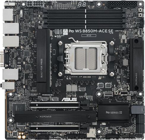 ASUS Pro WS B850M-ACE SE AMD AM5 B850 mATX MicroATX Business motherboard, PCIe 5.0 x 16, DDR5, 2x PCIe 5.0 M.2, PCIe 5.0 MCIO, U.2, 10G & 2.5G LAN, USB4®, ASUS Control Center Express Remote Management in Saudi Arabia