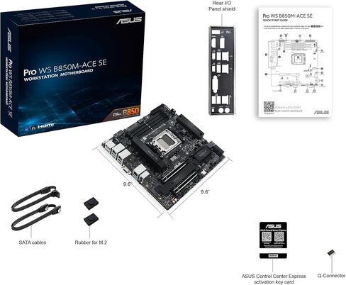 ASUS Pro WS B850M-ACE SE AMD AM5 B850 mATX MicroATX Business motherboard, PCIe 5.0 x 16, DDR5, 2x PCIe 5.0 M.2, PCIe 5.0 MCIO, U.2, 10G & 2.5G LAN, USB4®, ASUS Control Center Express Remote Management in Saudi Arabia
