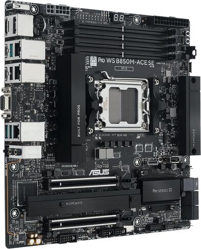 ASUS Pro WS B850M-ACE SE AMD AM5 B850 mATX MicroATX Business motherboard, PCIe 5.0 x 16, DDR5, 2x PCIe 5.0 M.2, PCIe 5.0 MCIO, U.2, 10G & 2.5G LAN, USB4®, ASUS Control Center Express Remote Management in Saudi Arabia