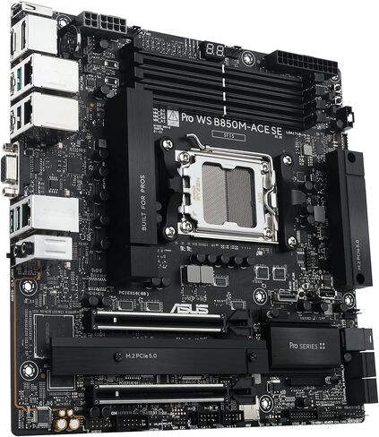 ASUS Pro WS B850M-ACE SE AMD AM5 B850 mATX MicroATX Business motherboard, PCIe 5.0 x 16, DDR5, 2x PCIe 5.0 M.2, PCIe 5.0 MCIO, U.2, 10G & 2.5G LAN, USB4®, ASUS Control Center Express Remote Management in Saudi Arabia