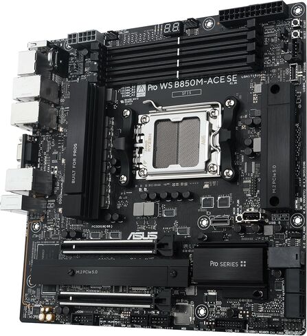 ASUS Pro WS B850M-ACE SE AMD AM5 B850 mATX MicroATX Business motherboard, PCIe 5.0 x 16, DDR5, 2x PCIe 5.0 M.2, PCIe 5.0 MCIO, U.2, 10G & 2.5G LAN, USB4®, ASUS Control Center Express Remote Management in Saudi Arabia