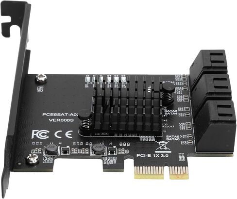 Estink Expansion Card PCI E to 6 Port SA TA 3.0, Hard Disk Monitor with Blue Light Indicator and Heat Dissipation Chip, Plug and Play in Saudi Arabia