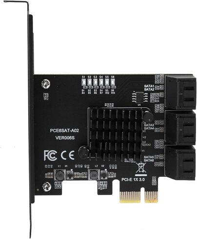 Estink Expansion Card PCI E to 6 Port SA TA 3.0, Hard Disk Monitor with Blue Light Indicator and Heat Dissipation Chip, Plug and Play in Saudi Arabia