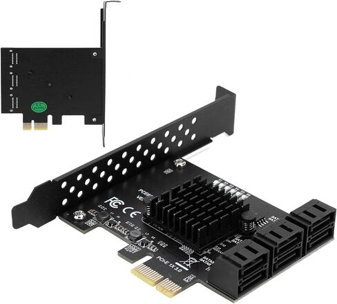 Estink Expansion Card PCI E to 6 Port SA TA 3.0, Hard Disk Monitor with Blue Light Indicator and Heat Dissipation Chip, Plug and Play in Saudi Arabia
