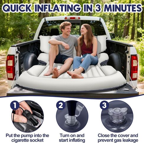 مرتبة هوائية لسيارات الدفع الرباعي مع مضخة هواء، سرير تخييم سميك مع وسادتين، مرتبة هوائية محمولة للسيارة، إعداد سريع وسهل، سرير قابل للنفخ للسيارة، سرير سيارة متين لسيارات الدفع الرباعي، المنزل، السفر، التخييم (رمادي أزرق) in Kuwait