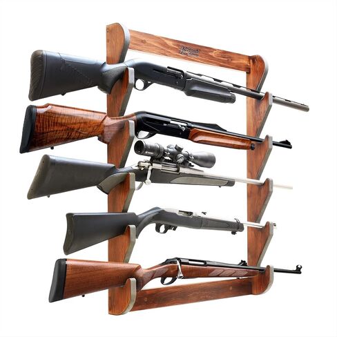 GoSports Outdoors Wall Mounted Firearm Display Rack - Holds 5 Rifles or Shotguns - Choose Your Style in Saudi Arabia