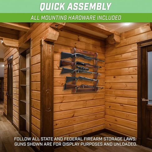 GoSports Outdoors Wall Mounted Firearm Display Rack - Holds 5 Rifles or Shotguns - Choose Your Style in Saudi Arabia