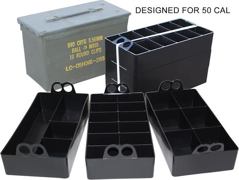MTM ACO Ammo Can Organizer Trays, for 50 Caliber Size Metal or Plastic Ammo cans, 3 Pack, Mobile Small Parts Organizer for Firearms, Screws, Nails, Bolts, Hardware, USA Made, Black in Saudi Arabia