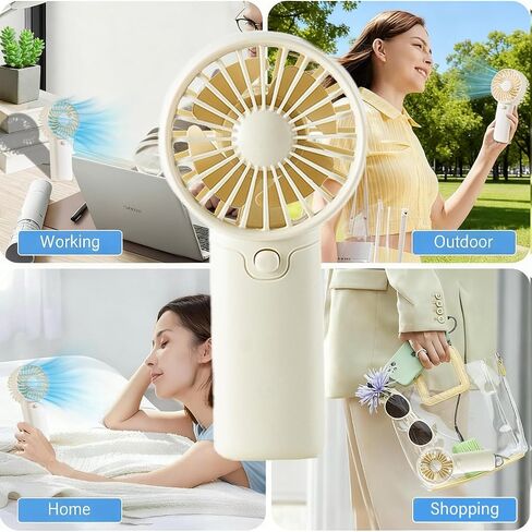 مروحة صغيرة محمولة (2 × بطاريات AAA، خالية من البطاريات) مروحة محمولة خفيفة الوزن، مثالية للمشي لمسافات طويلة وفي الهواء الطلق والمكتب والتخييم - بيضاء in Saudi Arabia