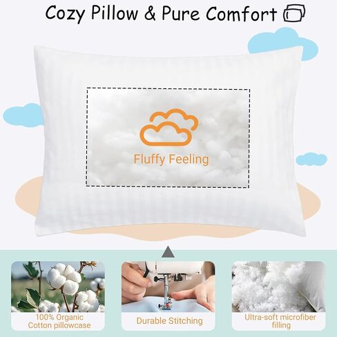 ZPECC Toddler Pillow with Pillowcase - 13x18 Organic Cotton Hypoallergenic Kids Pillow, Baby Essentials for Travel Crib Daycare Stroller (Intended for Age 2 and up) Truck in Saudi Arabia