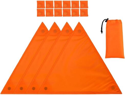 High Visibility Orange Security Signs Kit Attachments Quick Setup Triangle Shape for Observation Outdoor Camp Tents in Kuwait