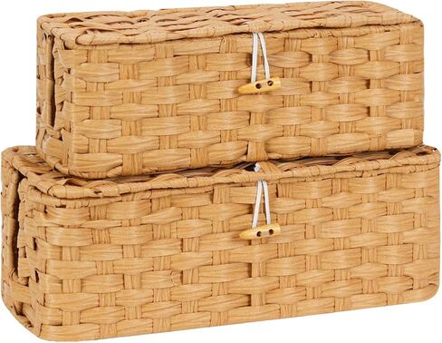 صندوق إدارة الكابلات من تيماري مع أغطية، عبوتين من صناديق تنظيم الكابلات المصنوعة يدويًا للمنزل والمكتب لإخفاء الأسلاك وشريط الطاقة، مجموعة غطاء سلكي لإخفاء الأرضية، صندوق منظم كابلات الروطان المنسوج (رمادي) in Kuwait