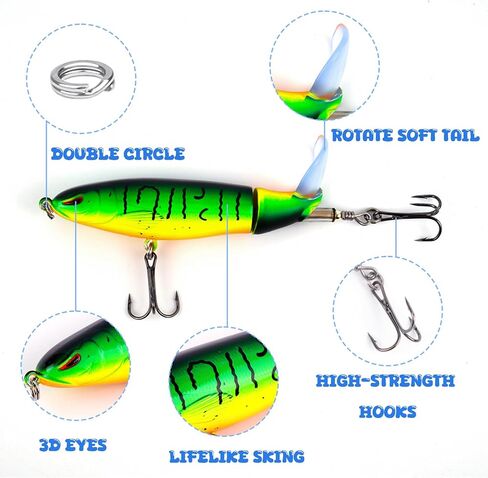 Fishing Lure for Bass, Top Water Fishing Lures with Floating Rotating, Unique Topwater Fishing Lure, Top Water Lures with Hook for Freshwater and Saltwate in Saudi Arabia
