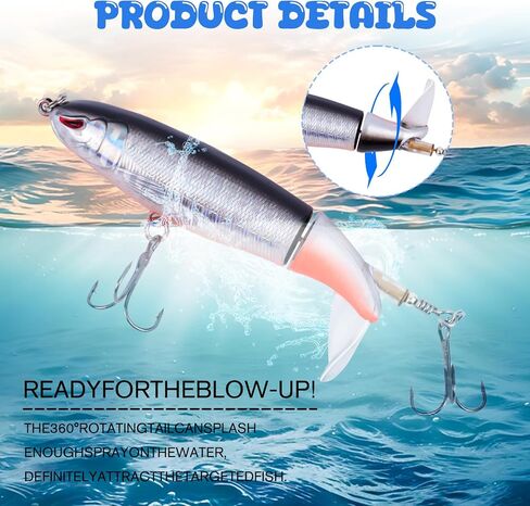 Fishing Lure for Bass, Top Water Fishing Lures with Floating Rotating, Unique Topwater Fishing Lure, Top Water Lures with Hook for Freshwater and Saltwate in Saudi Arabia