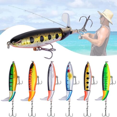 Fishing Lure for Bass, Top Water Fishing Lures with Floating Rotating, Unique Topwater Fishing Lure, Top Water Lures with Hook for Freshwater and Saltwate in Saudi Arabia